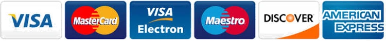 Accepted cards: Visa, Mastercard, Visa Electron, Maestro, Discover, American Express