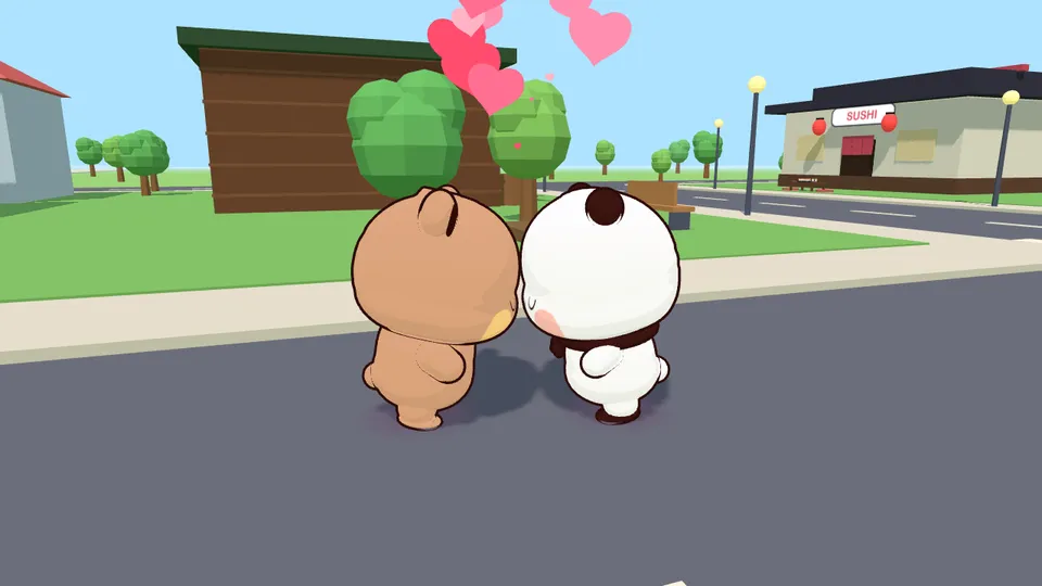 Bubu and Dudu kissing with hearts